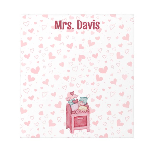 Personalised Heart-themed Valentine's Day Notepad (Front)