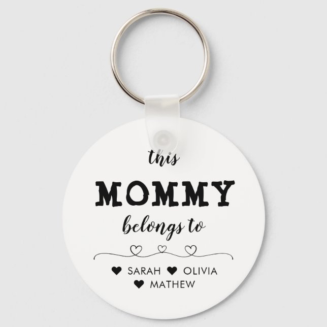 Personalised Heart This Mummy Grandma Belongs to Key Ring (Front)