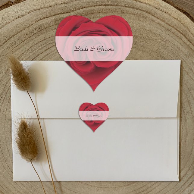 Personalised Heart Wedding Stickers --  Red Rose (Creator Uploaded)