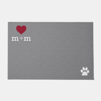 Personalised Heart Welcome Grey Pet Mat