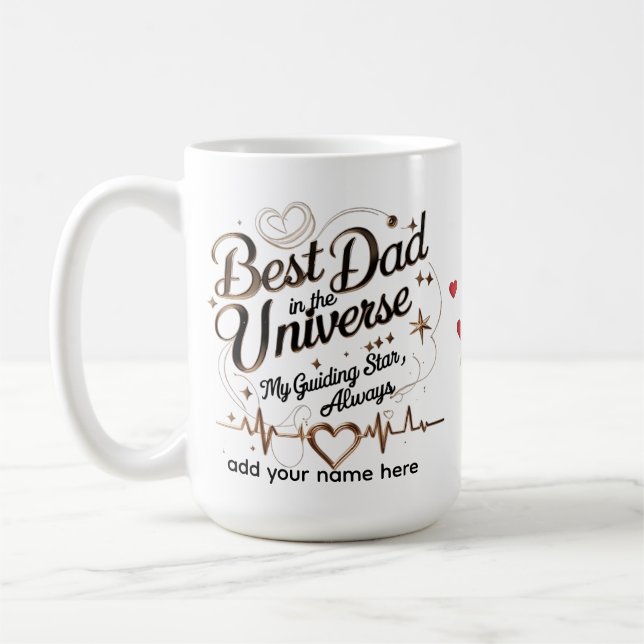 Personalised Heartbeat Star Gift for Him Coffee Mug (Left)