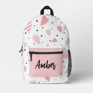 Personalised  Hearts and Polka Dots Printed Backpack