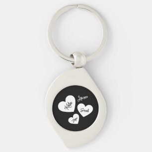 Personalised Hearts Black & White Mother's Key Ring