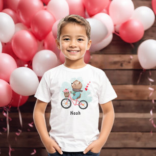 Personalised Hearts Cute Teddy Kids Valentines Day T-Shirt