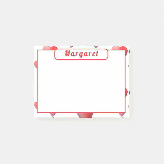 Personalised Hearts  Post-it Notes (Front)
