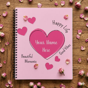 Personalised Hearts Spiral Notebook Sketchbook