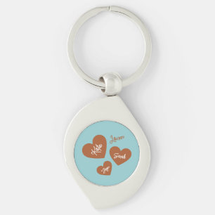 Personalised Hearts Teal Mother & Children Key Ring