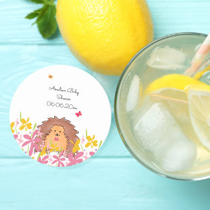 Personalised Hedgehog Baby Shower Paper Coaster