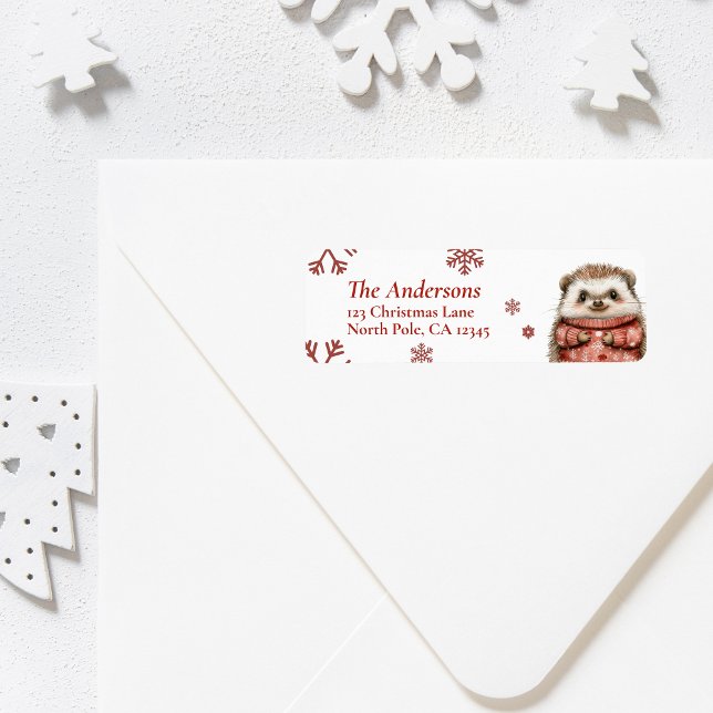 Personalised Hedgehog Christmas Return Label (Personalized Hedgehog Christmas Return Label)