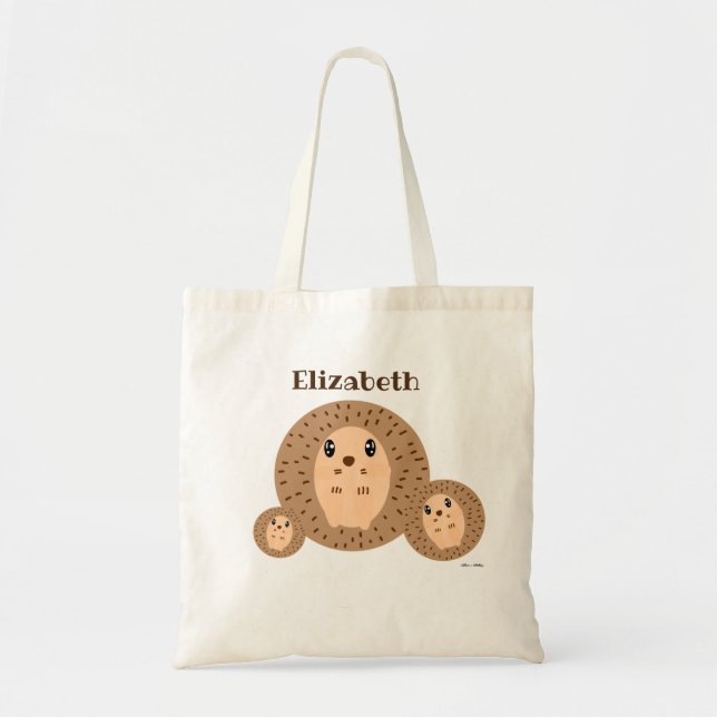 Personalised Hedgehog Kawaii Tote Bag (Front)