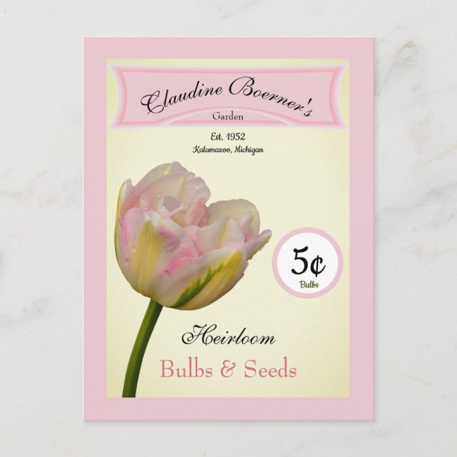 Personalised Heirloom Bulbs & Seeds Tulip Garden Holiday Postcard (Front)