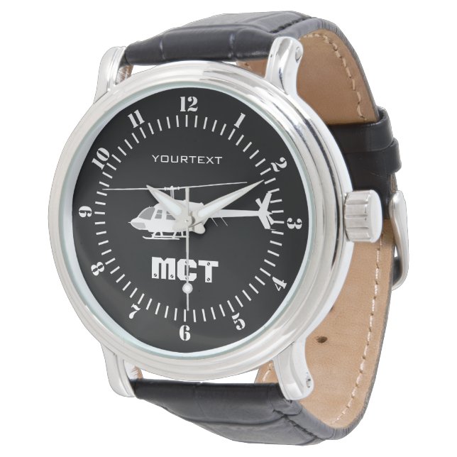 Personalised Helicopter Chopper Silhouette Flying Watch (Angled)