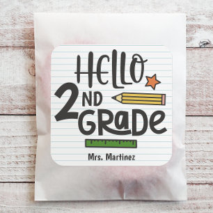 Personalised Hello 2nd Grade Square Sticker
