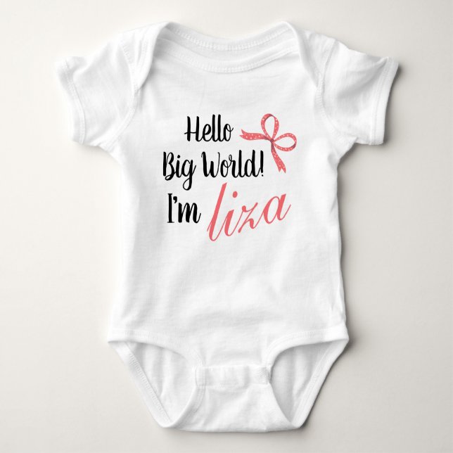 Personalised Hello Big World! I'm BABY NAME  Bodysuit (Front)