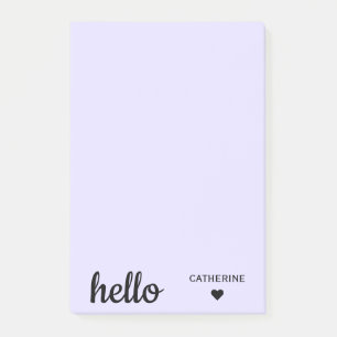 Personalised Hello Blush Purple 4x6" Post-it Notes