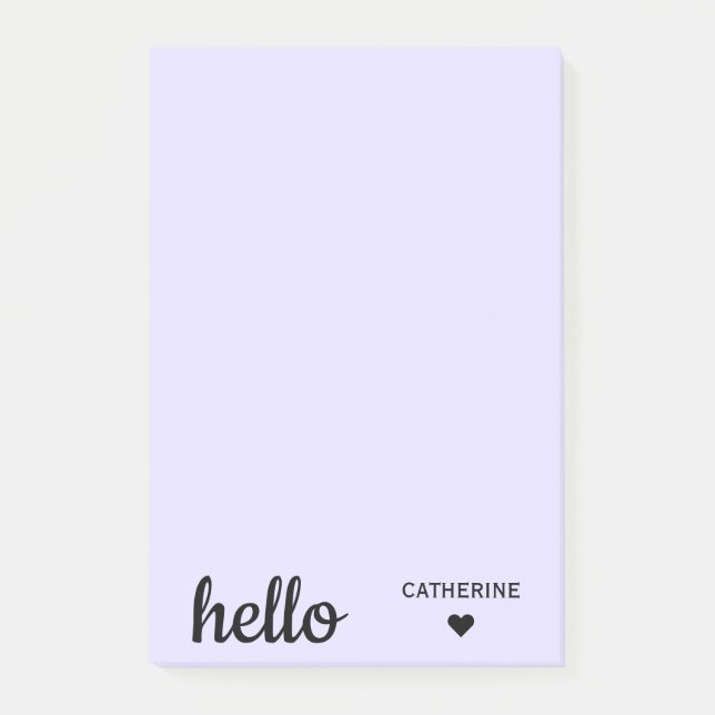 Personalised Hello Blush Purple 4x6" Post-it Notes (Front)