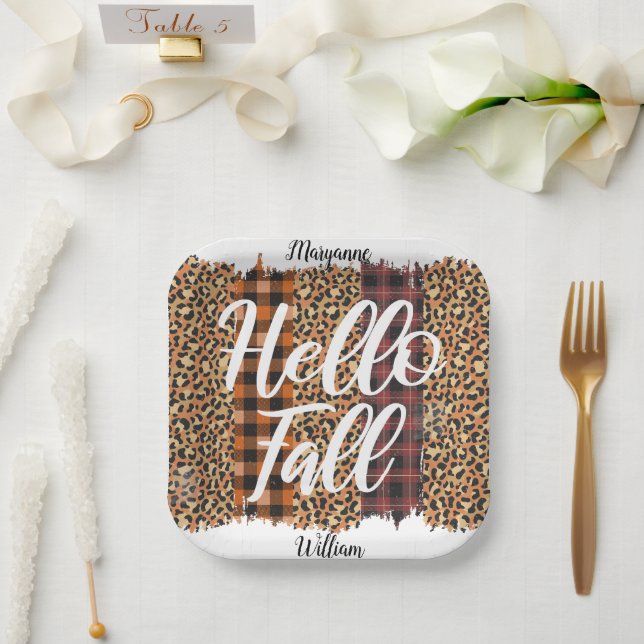 Personalised Hello Fall Paper Plate (Wedding)