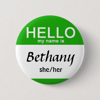 Personalised Hello My Name Is Custom Name Pronoun  6 Cm Round Badge