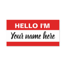 Personalised Hello my name is (red)