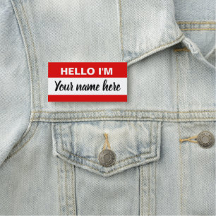 Personalised Hello my name is (red) Tag
