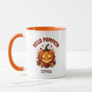 Personalised Hello Pumpkin Halloween Daughter Gift Mug