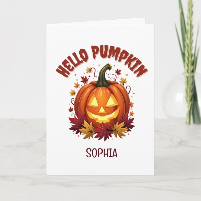 Personalised Hello Pumpkin Halloween Friend Gift Card (Front)