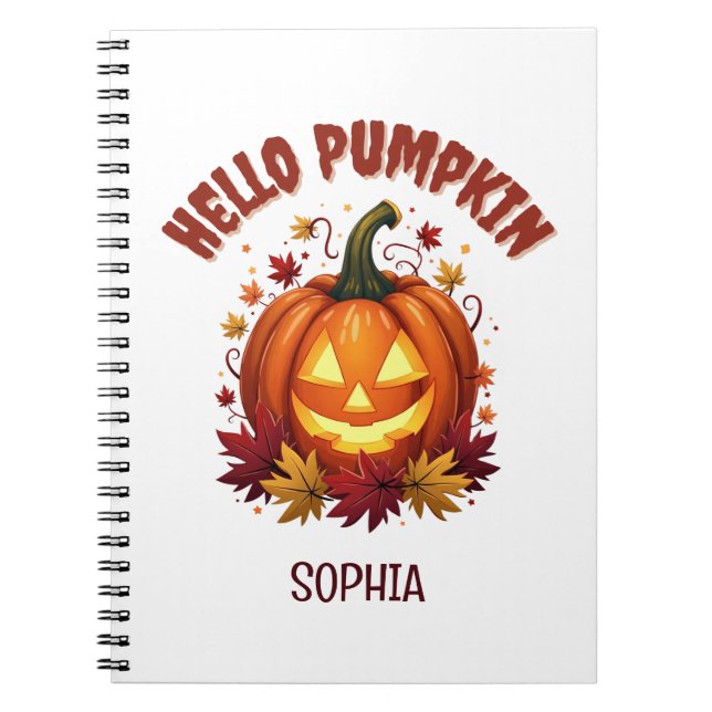 Personalised Hello Pumpkin Halloween Friend Gift Notebook (Front)
