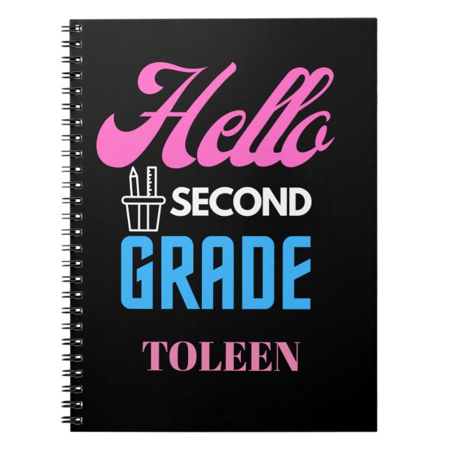 Personalised  Hello Second Grade                  Notebook (Front)