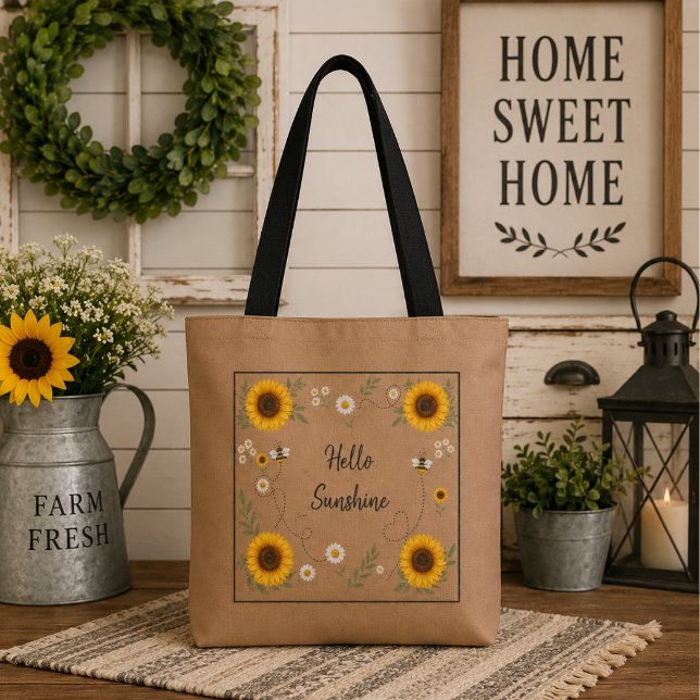 Personalised Hello Sunshine Sunflower Tote Bag (Creator Uploaded)