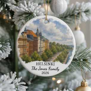 Personalised Helsinki Ceramic Ornament, Custom Fin Tree Decoration