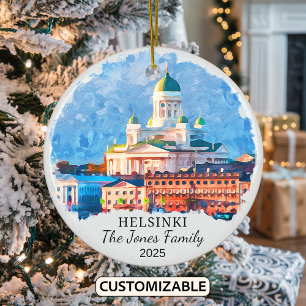 Personalised Helsinki Ornament, Finland Ceramic Tree Decoration