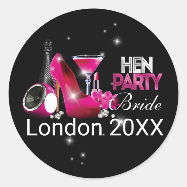 Personalised Hen Party Bachelorette Party Classic Round Sticker (Front)