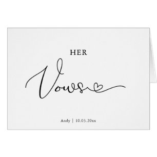 Personalised Her Vows Script Font Wedding Day Card