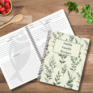 Personalised Herb Plant Pattern Family Recipe  Notebook
