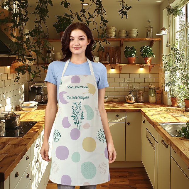 Personalised Herb Whisperer with Pastel Geometric  Apron (Creator Uploaded)