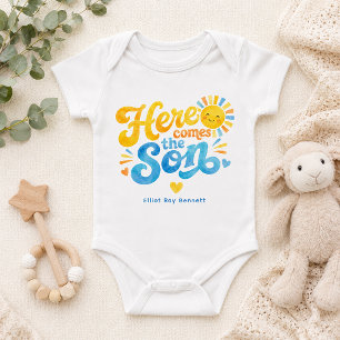 Personalised Here Comes the Son Baby Bodysuit
