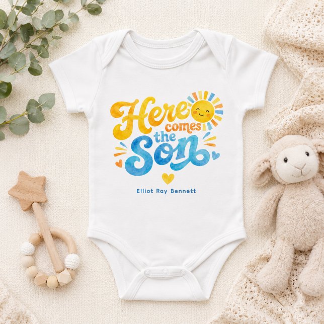 Personalised Here Comes the Son Baby Bodysuit (Here Comes the Son)