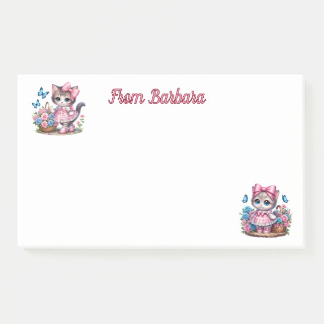 Personalised Here Kitty Post-it Notes (Front)