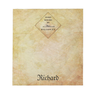 Personalised Here There Be Dragaons Notepad