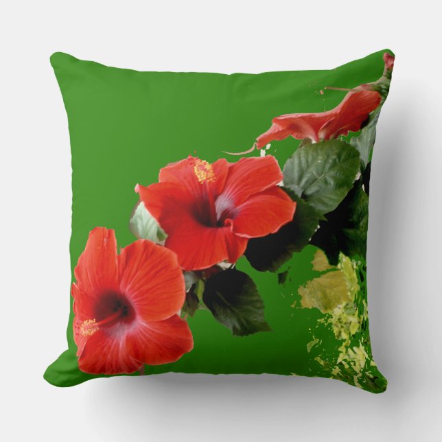 Personalised Hibiscus Flower Garden Pillow (Front)