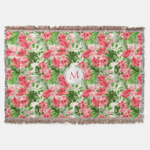 Personalised Hibiscus Flower Monogram T Blanket