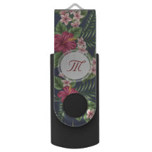 Personalised Hibiscus Flower Monogram USB