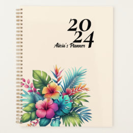 Personalised Hibiscus Flower Tropical  Planner
