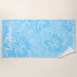 Personalised Hibiscus Flowers Beach Towel