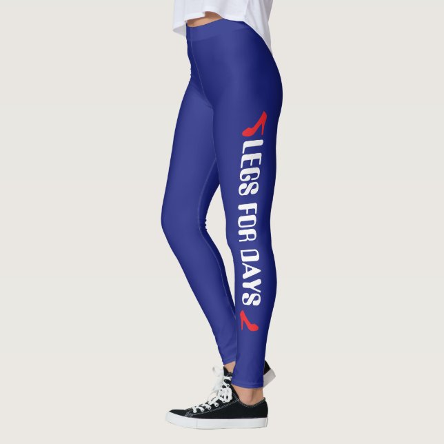 Personalised High Heel Quote Navy Blue Leggings (Left)