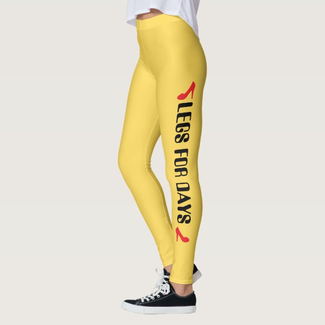 Personalised High Heel Quote Yellow Leggings (Left)