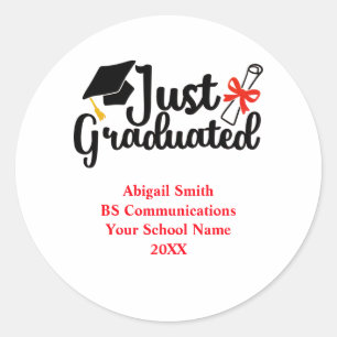 Personalised High School College Red Black Classic Round Sticker