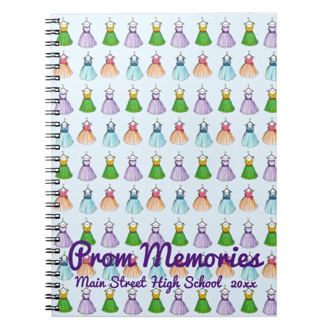 Personalised High School Prom Favour Dress Fashion Spiral Notebook (Front)