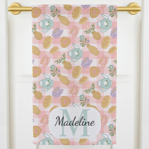 Personalised High Tea Florals Monogram Pastel Towel
