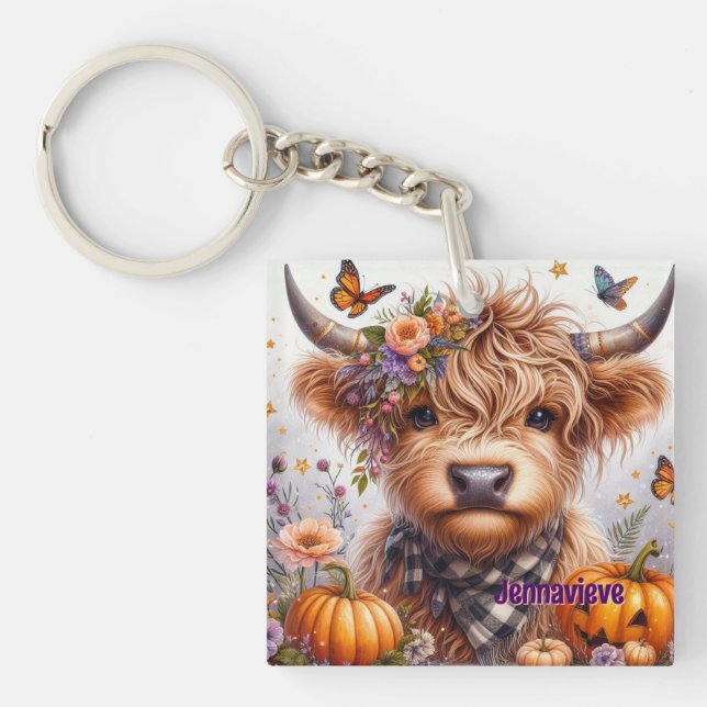 Personalised Highland Calf Acrylic Keychain (Front)
